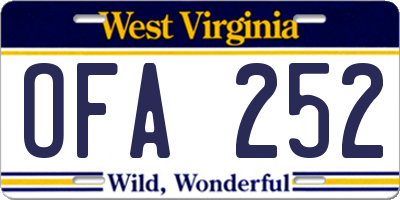 WV license plate OFA252