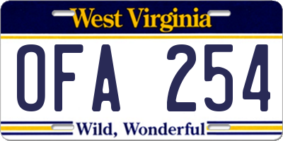 WV license plate OFA254
