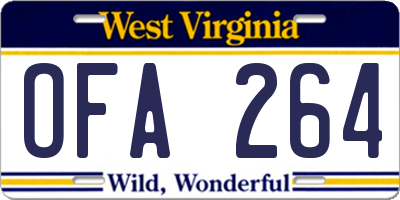 WV license plate OFA264