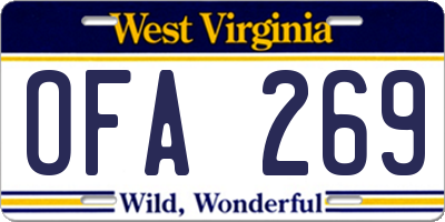 WV license plate OFA269