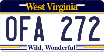 WV license plate OFA272
