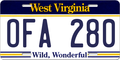 WV license plate OFA280
