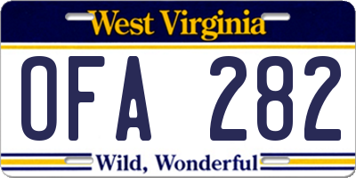 WV license plate OFA282