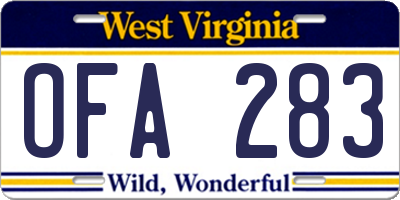 WV license plate OFA283