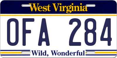 WV license plate OFA284