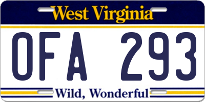 WV license plate OFA293
