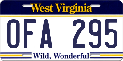 WV license plate OFA295