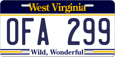 WV license plate OFA299