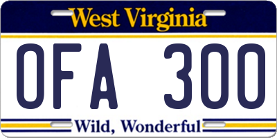WV license plate OFA300