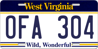 WV license plate OFA304