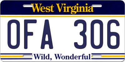WV license plate OFA306