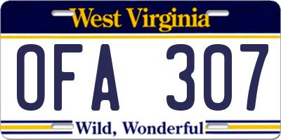 WV license plate OFA307