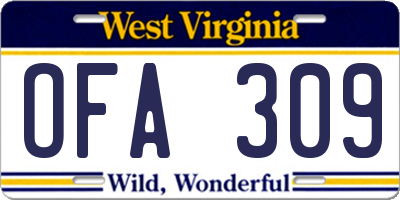 WV license plate OFA309