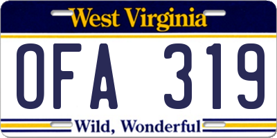 WV license plate OFA319