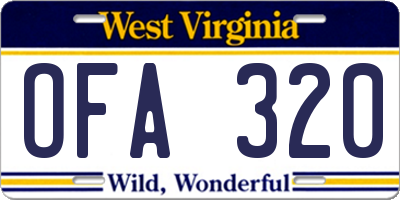 WV license plate OFA320