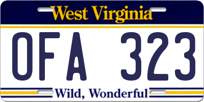 WV license plate OFA323