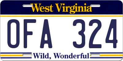WV license plate OFA324