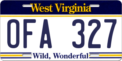 WV license plate OFA327