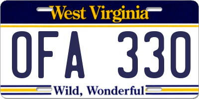 WV license plate OFA330