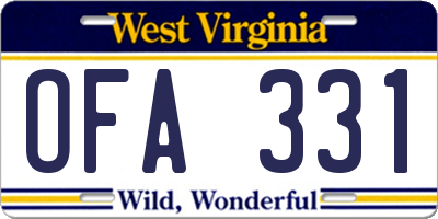 WV license plate OFA331
