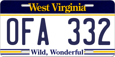 WV license plate OFA332
