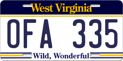 WV license plate OFA335