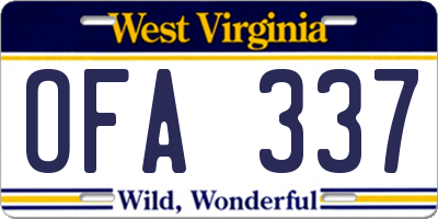 WV license plate OFA337