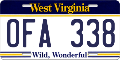 WV license plate OFA338
