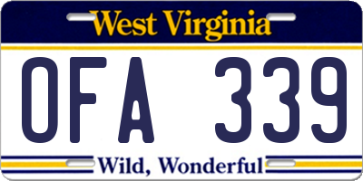 WV license plate OFA339