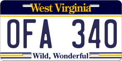 WV license plate OFA340