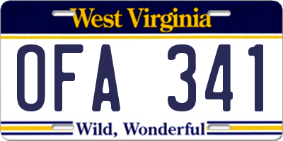 WV license plate OFA341