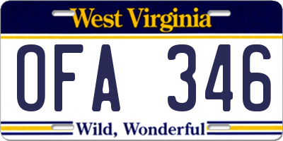 WV license plate OFA346