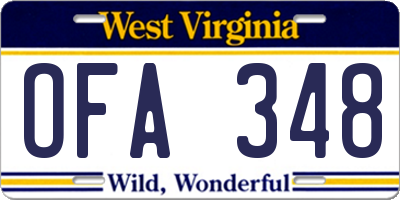 WV license plate OFA348