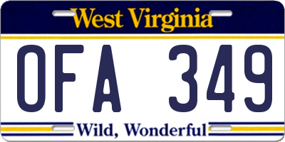 WV license plate OFA349