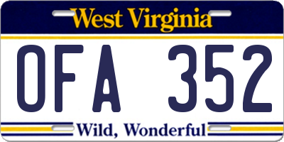 WV license plate OFA352
