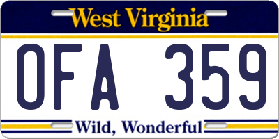 WV license plate OFA359