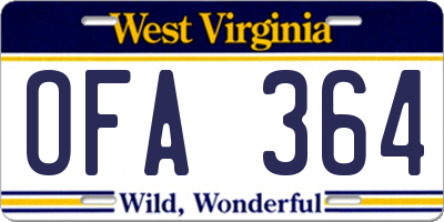 WV license plate OFA364