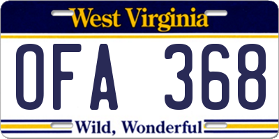 WV license plate OFA368