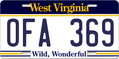 WV license plate OFA369