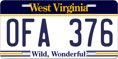WV license plate OFA376