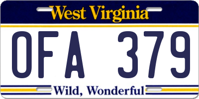 WV license plate OFA379