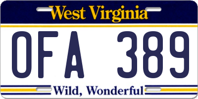 WV license plate OFA389