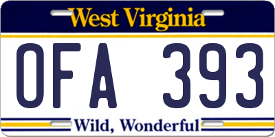 WV license plate OFA393