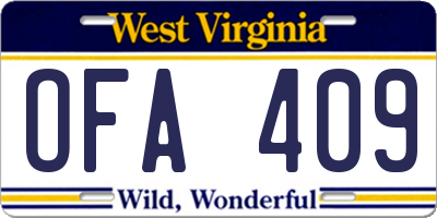 WV license plate OFA409