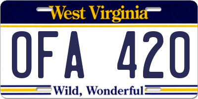 WV license plate OFA420
