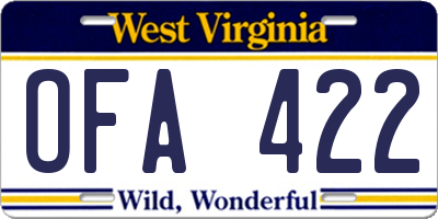 WV license plate OFA422