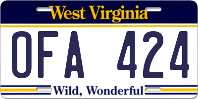 WV license plate OFA424