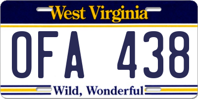 WV license plate OFA438