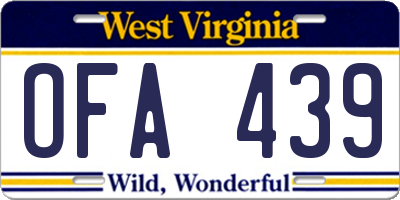 WV license plate OFA439