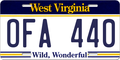 WV license plate OFA440